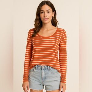 Ralph Lauren Striped Tee in Orange and White 🤍